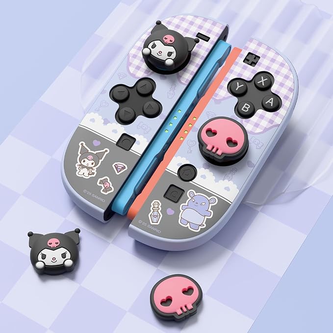 Thumb Grip Caps Compatible with Nintendo Switch 2, Silicone Joystick Grip Caps for Switch 2025, 4pcs, KLM Style, Black & Purple