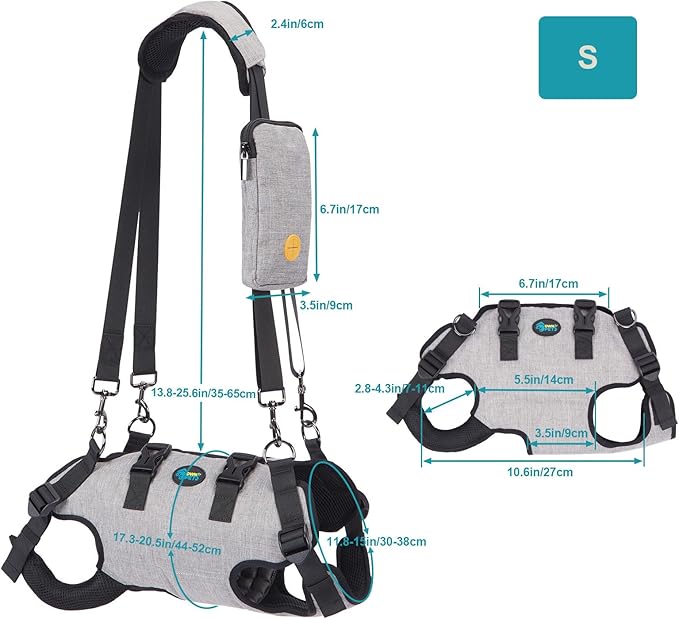 Ownpets Dog Sling Harness, Outdoor Sling Bag for Spine Protection, Whole Body Support, Support Vest to Assist Aged Dogs, Outdoor, S