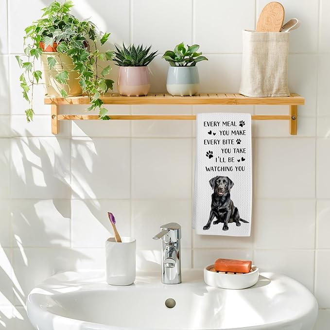 Black Lab Gifts Dog Kitchen Towels, Labrador Retriever Gifts Hand Towel, Funny Every Meal You Make Decorative Tea Dish Towels for Kitchens, Black Labrador Retriever Dog Kitchen Decor, 16x24in