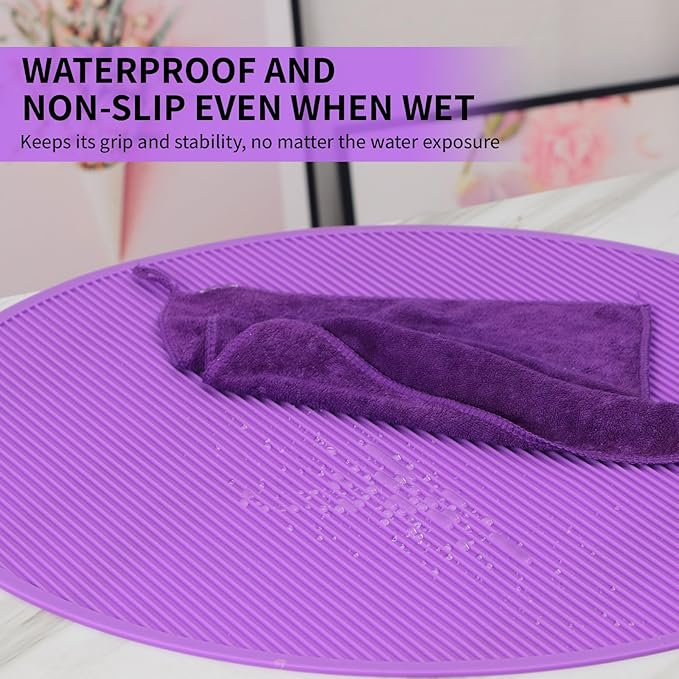 Pet Grooming Table Non-Slip Mat - Padded Mat for at-Home Grooming Dogs and Cats,Bathing Mat for Pets, Diameter: 22.4inch/57cm (Purple, Diameter: 22.4inch/57cm)