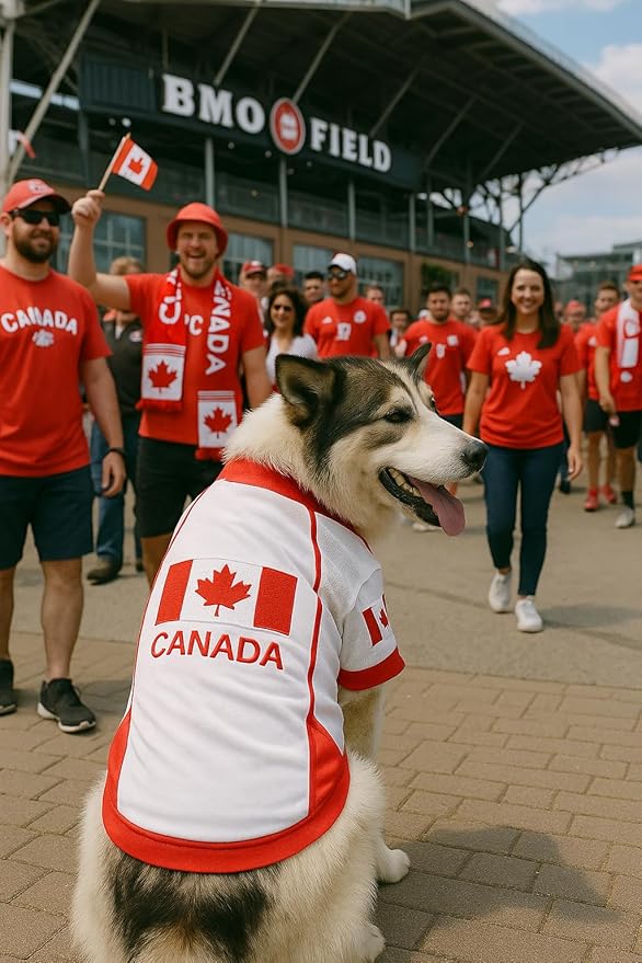 Parisian Pet Team Canada Dog Jersey - Breathable Mesh Puppy Football Jersey - Lightweight Stretch Sporty Dog Clothes - Summer Shirts for Large Dogs - Soccer Jersey for Dogs - Sportswear Pet Clothes