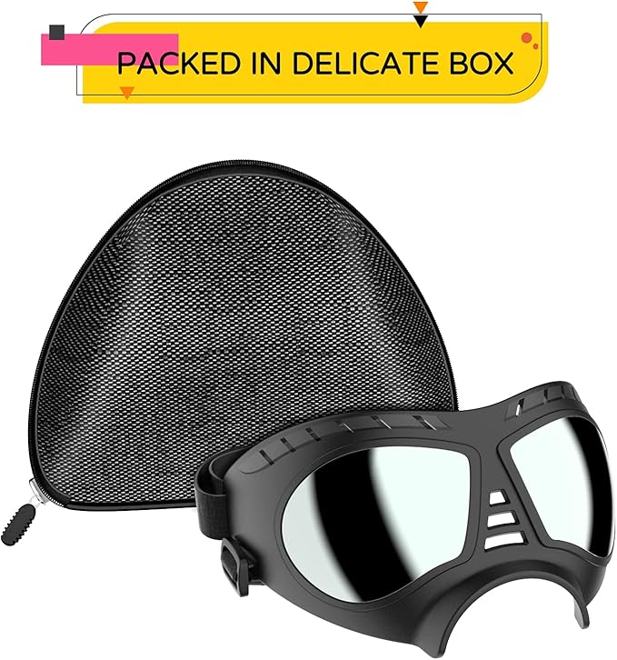NVTED Dog Goggles Big Area Dog Sunglasses, Large Breed Windproof Snowproof Eye Protection Pet Glasses for Outdoor Driving Cycling (Large)