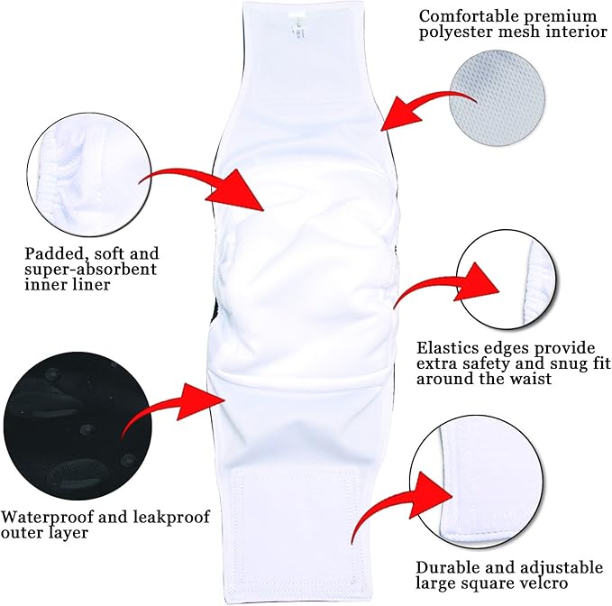 Teamoy 3 Pack Male Dog Diaper Wrap, Washable Puppy Belly Bands, Super-Absorbent and Comfortable(L2,20-24" Waist, Black)