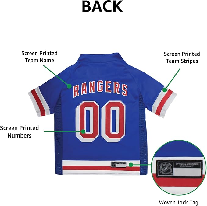 Pets First NHL New York Rangers Jersey for Dogs & Cats, X-Large. - Let Your Pet Be A Real NHL Fan!
