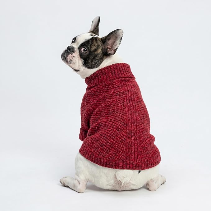 Fitwarm Knitted Turtleneck Dog Sweater, Thermal Dog Winter Clothes for Small Dogs Boy Girl, Holiday Pet Outfit, Heather Dark Red, Medium