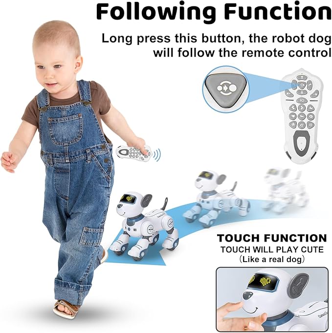 Remote Control Robot Dog Toy: Programmable Robotic Puppy for Kids Smart Interactive Robot Pet Dog Dancing Singing Stunt Animal Toy for Toddler Toys 3-8 Year Gift