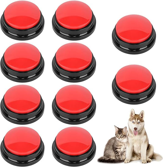 10 PCS Red Voice Recording Buttons for Dogs Dog Training Communication Buttons with 30 Sec Record and Playback, Pet Training Buzzer for Puppy Cats, Funny Gift for Study Office Home Pet Lovers