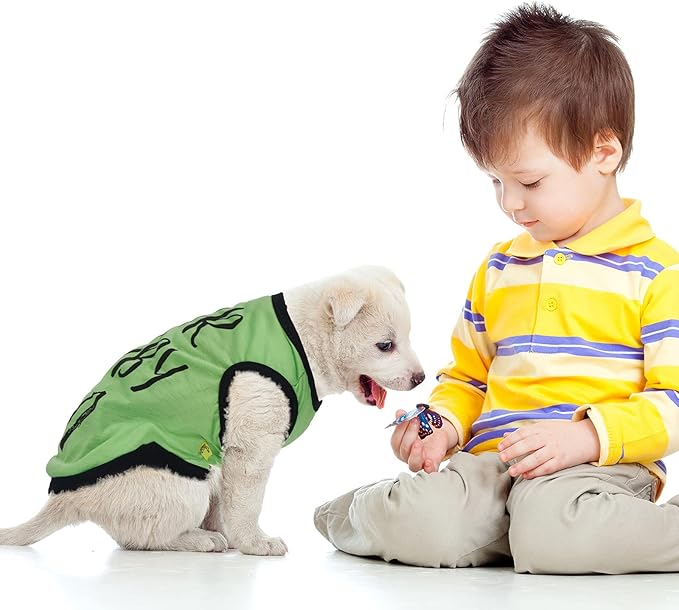 Saintrygo 8 Pieces Dog Shirts Pet Printed Clothes with Funny Letters Summer Pet T Shirts Cool Puppy Breathable Dog Outfit Soft Sweatshirt Cats(Classic Pattern,X- Small)