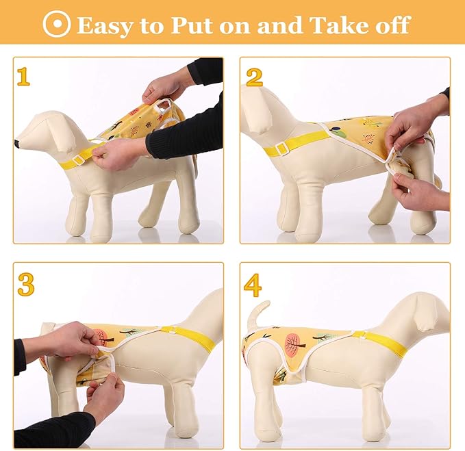 QBLEEV Dog Diapers Female Washable Sanitary Pantie with Adjustable Suspender, Reusable Doggie Diapers for Male Dogs in Heat, Cute Puppy Pet Period Panties Dog Underwear for Corgi French Bulldog S