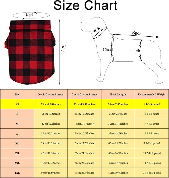 Tongcloud 2 Pack Plaid Dog Shirts Plaid Puppy Cat Shirt Dog Shirts Plaid Puppy Shirts for Small Dogs Cats Birthday Party and Holiday(Red and Blue, Medium)