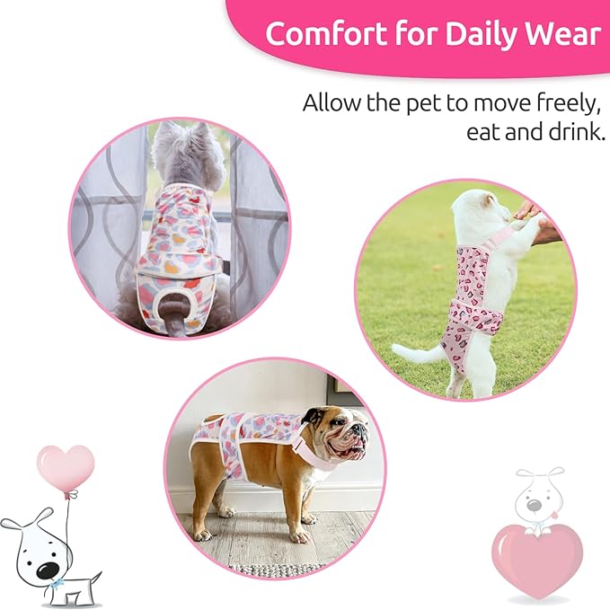 2 Pcs Dog Diaper Suspenders Female, Washable Dog Panties for Dogs in Heat with Cute Leopard Print, Escape Proof Dog Underwear Diapers, Reusable Pet Sanitary Pantie for Small Medium Girl Dogs,2XS