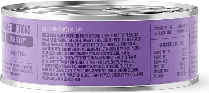 A Strong Heart Wet Dog Food, Filet Mignon Flavor in Gravy - 5.5 oz Cans (Pack of 24), Made in The USA with Real Beef