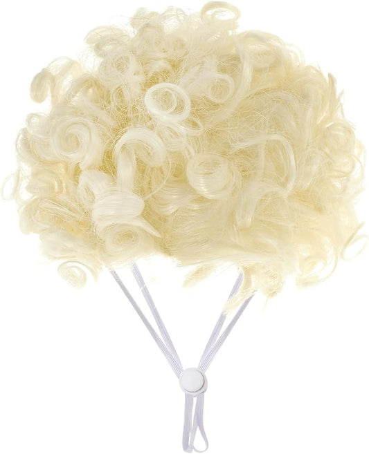 1 Pcs Funny Pets Wigs for Dog, Blonde Curly Dog Wig Adjustable Pet Wigs for Halloween Pet Costume Accessories for Christmas, Parties, Festivals Cosplay (Gold)