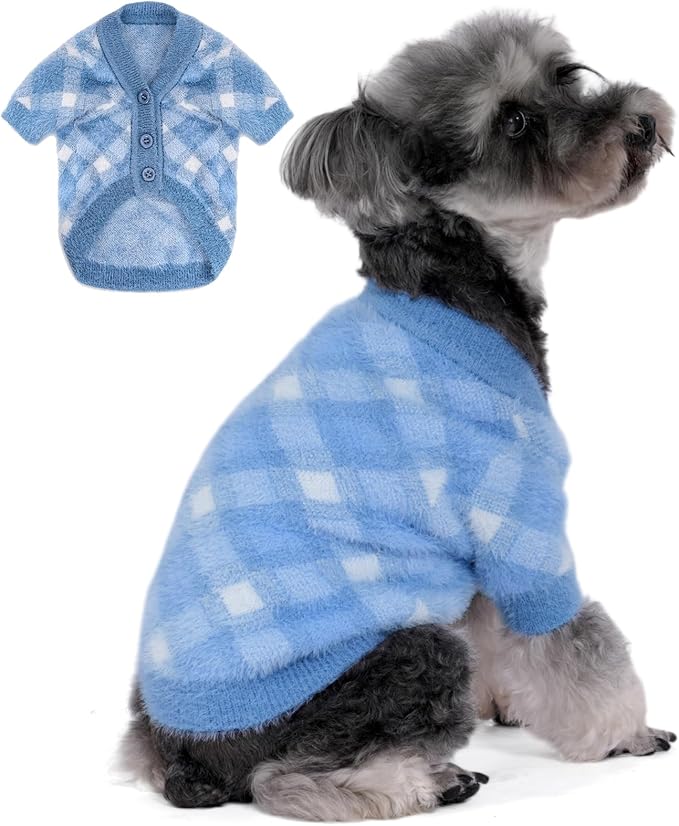 Dog Sweater, Sweaters for Small Dogs, Warm Soft Pet Clothes for Puppy, Medium Large Cat, Dogs Girl or Boy, Dog Shirt for Winter Christmas (Blue, Large)