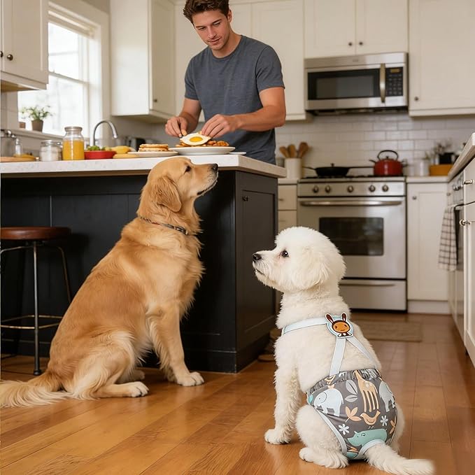 Dog Diaper | Washable Pants with Suspender | Reusable Doggie Diaper,for Home Apartment Indoor Outdoor Travel Car Crate Kennel Yard Park Beach Camping