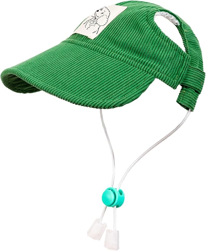 Pet Dog Baseball Cap, Cat Hat, Cat Dog Sun Cap with Ear Holes, Adjustable Puppy Outdoor Sun Hat (Green, X-Large)