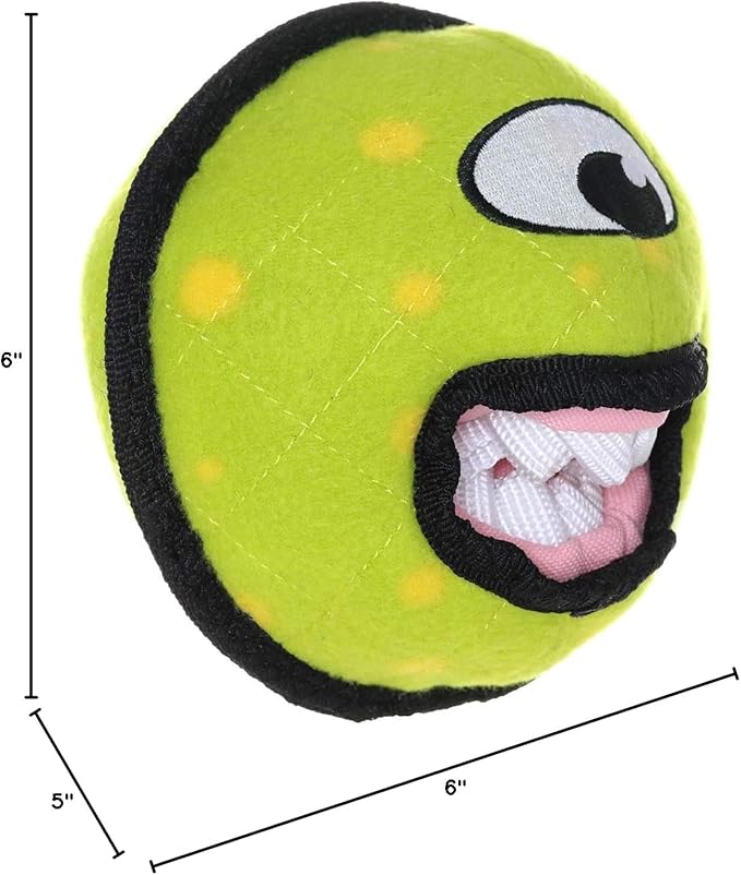 TUFFY® - World's Tuffest Soft Dog Toy - Alien - Multiple Layers. Made Durable, Strong & Tough. Interactive Play (Tug, Toss & Fetch). Machine Washable & Floats. (Ball Green, Large 2 Pack)
