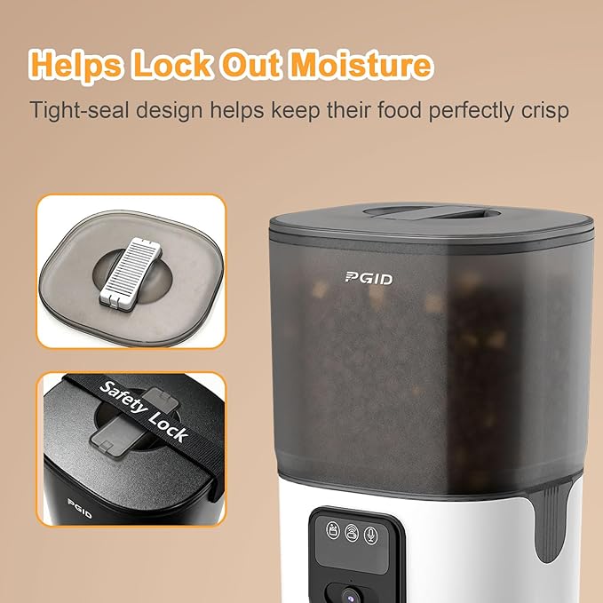 7L Automatic Pet Feeder with 1080P HD Wide Angle Camera, Smart WiFi Function, App Controlled, Night Vision Feature, Two-Way Audio, Suitable for Cats and Dogs.