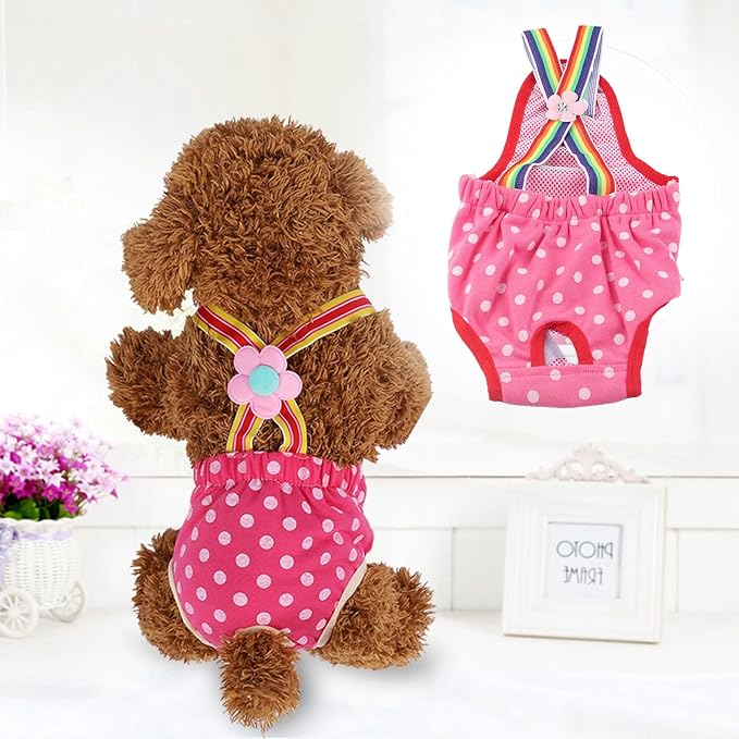 Dog Ry Pants, 6 Sizes Female Doggy Puppy Diaper 6Sizes Nappy Physiological Sanitary Nappies Briefs Menstrual Suspender Underwear Pants for Small Medium Pet Dogs (No. 8 (XS) It is recommended that