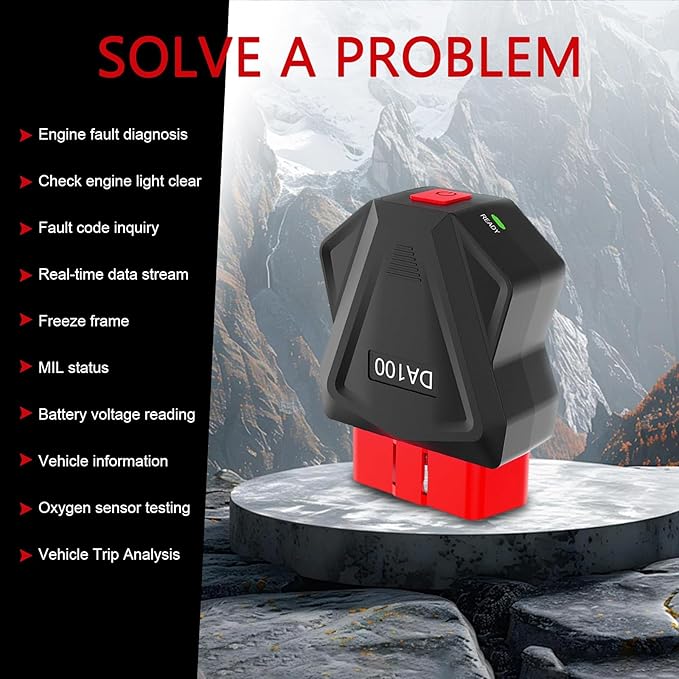 Car OBD2 Bluetooth Scanner, Reset and Clear Fault Codes Device, Wireless Data Detection Diagnostic Tool with Freeze Frame Design, Performance Test Device for iOS & Android & Windows (Black)