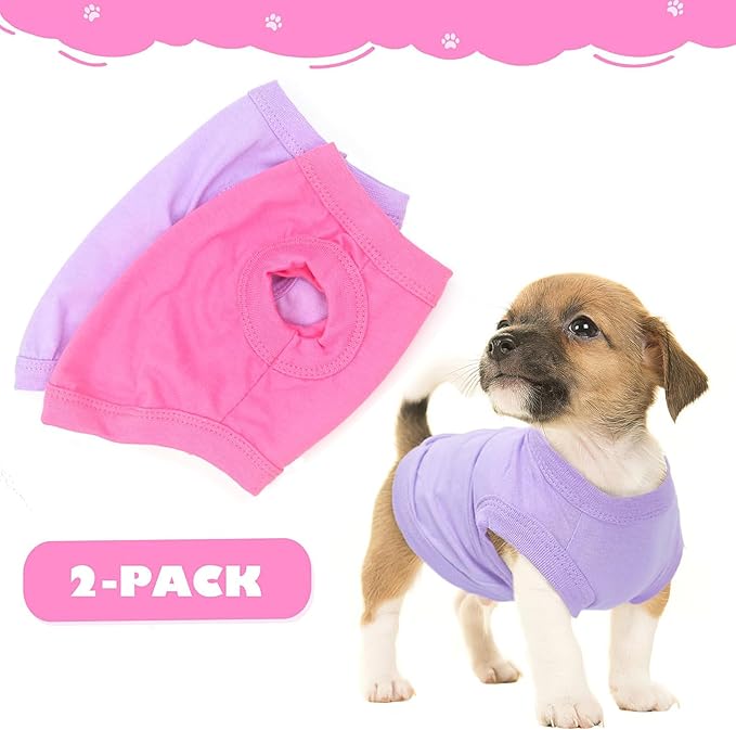 2 Pieces Dog Clothes for Small Dogs Girl Boy Spring Summer Puppy Soft Dog Shirt Solid Color Chihuahua Clothes Pet Clothing Cute Cat Clothing XXS~M (Rose,Purple, Small)