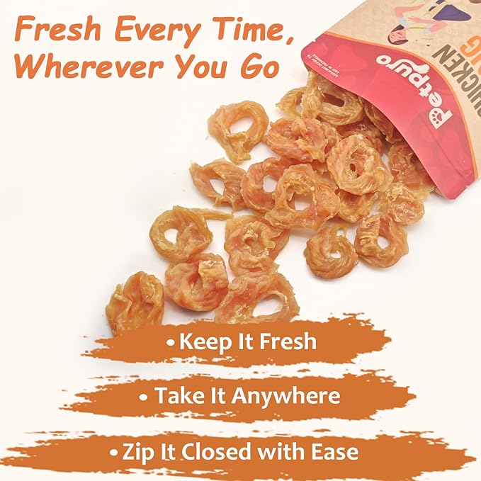 Chicken Rings Dog Treats 1.35 Pound, Real Chicken Jerky Rawhide-Free Soft Chews, Natural High Protein Limited Ingredient Training Snacks for Small Medium Large Dogs