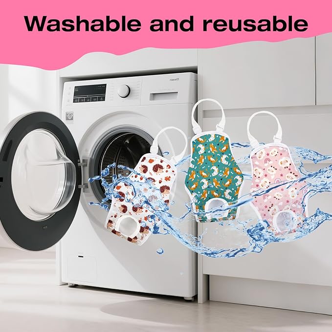 3 Pack Washable Female Dog Diapers with Adjustable Suspender, Reusable Sanitary Panties for Dogs in Heat, Leak-Proof Design for Small Dogs(S, Animal)