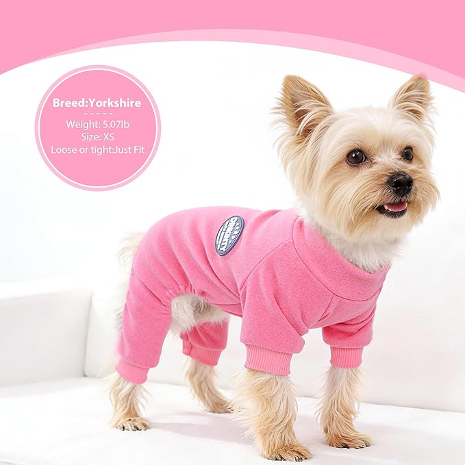 Chihuahua Sweater Winter Dog Pajamas Dog Sweater for Small Dogs Girl Boy Warm Soft Puppy Pjs Stretchy Jumpsuit Doggie Pet Clothes Outfits XXS~L (Rose, X-Small)