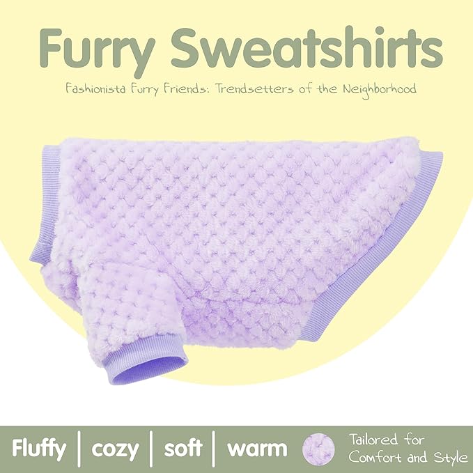Fuzzy Pineapple Grid Dog Sweater - Ultra Soft & Warm Winter Pet Apparel, Fluffy Textured Knit for Small, Medium Dogs and Cats, Cozy Pullover Dog Coat for Cold Weather.Purple XXL