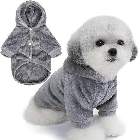 FabriCastle Dog Hoodie Sweater for Small Dogs Boy and Girl, Dog Clothes XS XXS Puppy Sweatshirt, Pet Outfit, Cat Clothing Super Soft Warm Snap On Closure (Light Grey, X-Large)