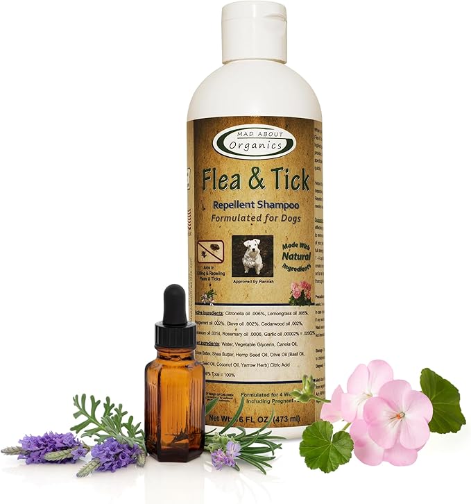 Flea & Tick Protection Shampoo for Dogs – Formulated to Deter Bugs – Gentle for Puppies 4 Weeks & Older and Suitable for Pregnant Dogs – pH Balanced for Regular Use, 16 FL OZ
