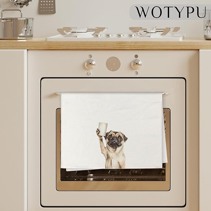 Funny Pug Gifts Bathroom Hand Towels, Pug Dog Lovers Gifts Decorative Hand Towels for Kids Guest Bathroom Washroom Half Bath, 16X24 Inch