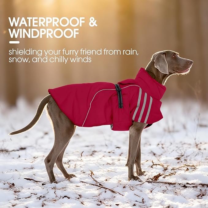 FUAMEY Dog Cold Weather Coats,Dog Winter Jackets for Small Dogs Warm Dogs Coat with Reflective Strips Waterproof Pet Snowsuit Thick Paded Pets Vest for Yorkshire Chihuahua Wine Red S