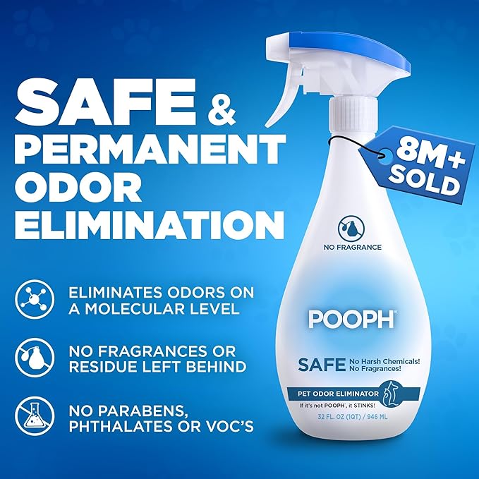 POOPH Pet Odor Eliminator Kitty Litter Box Deodorizer - 2-32oz Bottles - Dismantles Odors on a Molecular Basis, Cats, Freshener, Eliminator, Urine, Poop, Pee, Deodorizer, Fresh, Clean