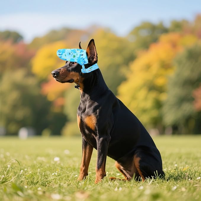 Dinosaurs Sun Hats for Large Dogs Blue Dino Dog Baseball Cap Dog Trucker Hats with Ear Holes L