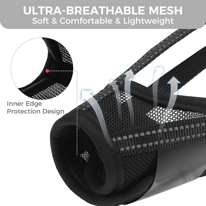 PAWCHIE Dog Muzzle, Soft Muzzle Anti Biting Barking Chewing, Comfortable Air Mesh Mouth Guard Breathable Adjustable Loop Pets Muzzle for Small Medium Large Dogs, Allows Panting Drinking, Black L