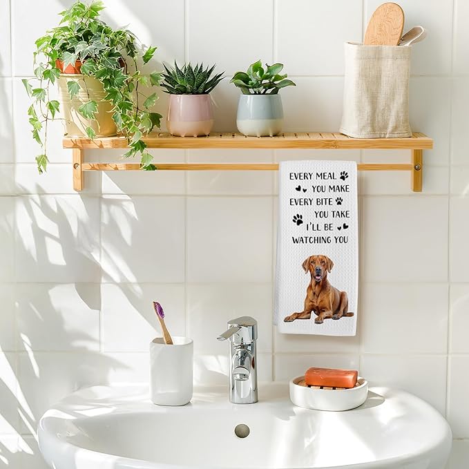 Rhodesian Ridgeback Dog Kitchen Towels, Rhodesian Ridgeback Gifts for Women Owners Hand Towel, Every Meal You Make Funny Decorative Tea Dish Towels for Kitchens, Dog Kitchen Decor, 16x24in