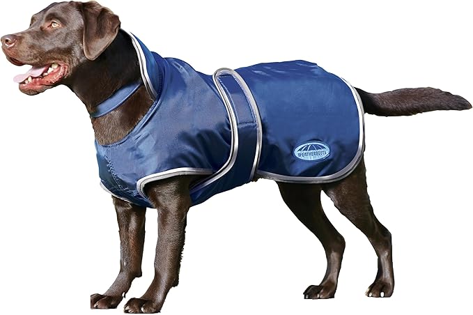 WeatherBeeta ComFiTec Windbreaker 420D Deluxe Dog Coat, Navy/Grey, 24"