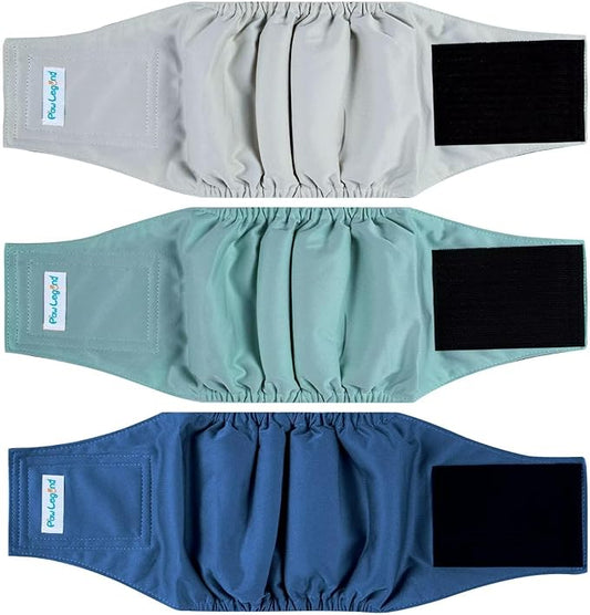 Paw Legend Washable Dogs Diapers Male Dog Belly Bands for Male Dogs Diapers Reusable Puppy & Doggie Diapers Male (3 Pack, Large)