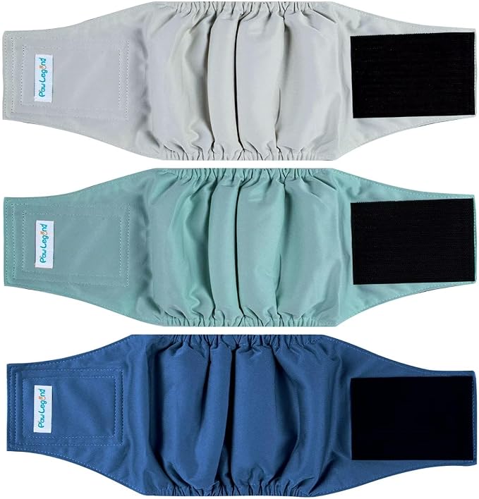 Paw Legend Washable Dogs Diapers Male Dog Belly Bands for Male Dogs Diapers Reusable Puppy & Doggie Diapers Male (3 Pack, Medium)