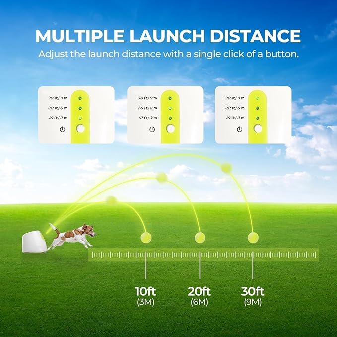 ALL FOR PAWS Automatic Dog Ball Launcher, Interactive Fetch Toy for Small to Medium Dogs, Rechargeable Pet Thrower Machine for Indoor & Outdoor Play, 3 Pcs 2-Inch Balls Included