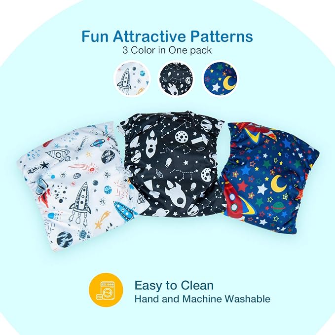 Pet Soft Dog Belly Band - 3 Packs Reusable Dog Diapers Male Doggy Diapers Wraps - Washable Dogs Belly Bands for Male Dogs (Space, XXL)