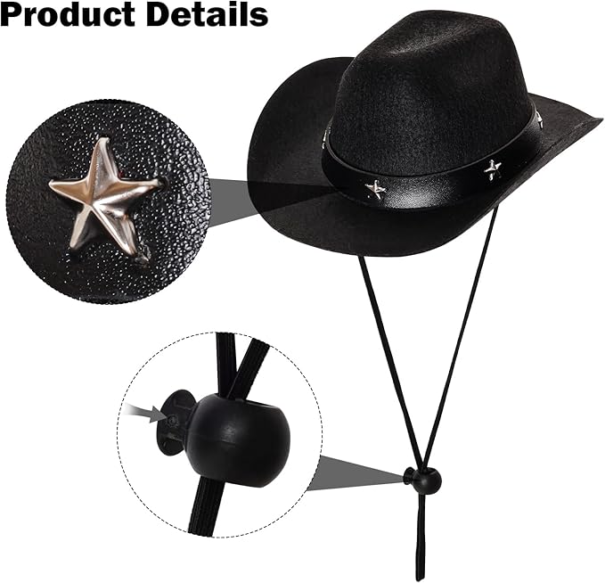 Fumwase Pet Cowboy Costume Halloween Costumes for Dogs Cat Puppy Hats with Bandana Scarf Cowboy Costume Accessories Dog Cat for Party Festival and Daily Wearing (Black, Large)
