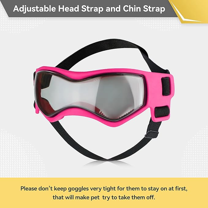 XS Dog Goggles for Extra Small Breed UV/Wind/Dust Protection Chihuahua Sunglasses with Adjustable Strap - Pink