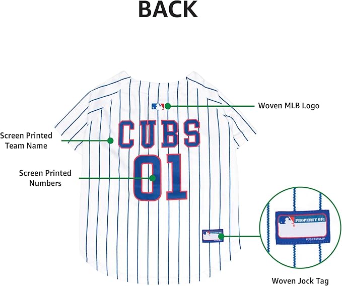 Official MLB Chicago Cubs Pet Jersey for Dogs & Cats, Size 3X-Large - Stylish Baseball Jersey for Your Furry Fan- Show Off Team Spirit with The Perfect Fan Apparel Gear for Pet, Dog & Cat