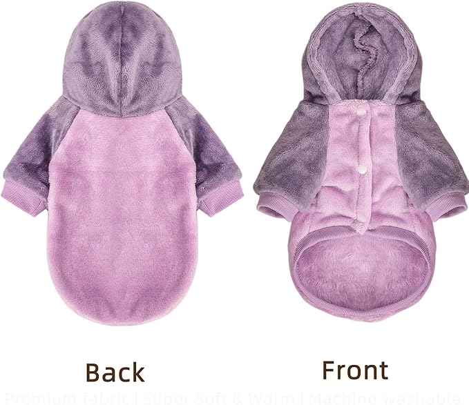FabriCastle Dog Hoodie Sweater for Small Dogs Boy and Girl, Small Dog Clothes XS XXS Puppy Sweatshirt, Pet Outfit, Cat Clothing Super Soft Warm Snap On Closure (Lavender-Purple, Large)
