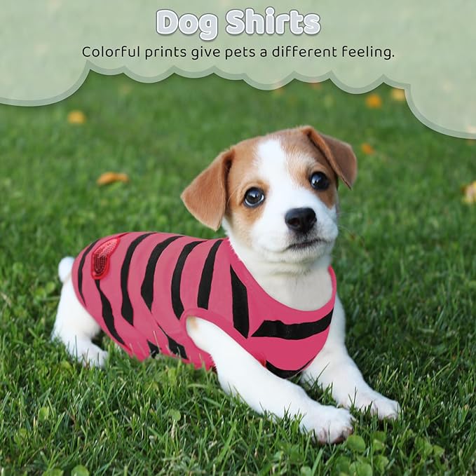 Dog Shirts for Large Dogs Cats, Dog Striped T-Shirts Dog Vest Pet Apparel Tee Shirts Spring Summer Suitable for Small and Medium Large Pets French Bulldog Bichon, Rose XL