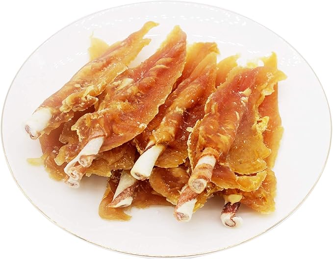 Chicken Jerky with Twist Rawhide Sticks for Dogs, 32 oz - High Protein Real Chicken Breast Dog Chews - Long Lasting Dental Care Treats for Puppies, Small and Medium Breeds, 4-4.5 Inch