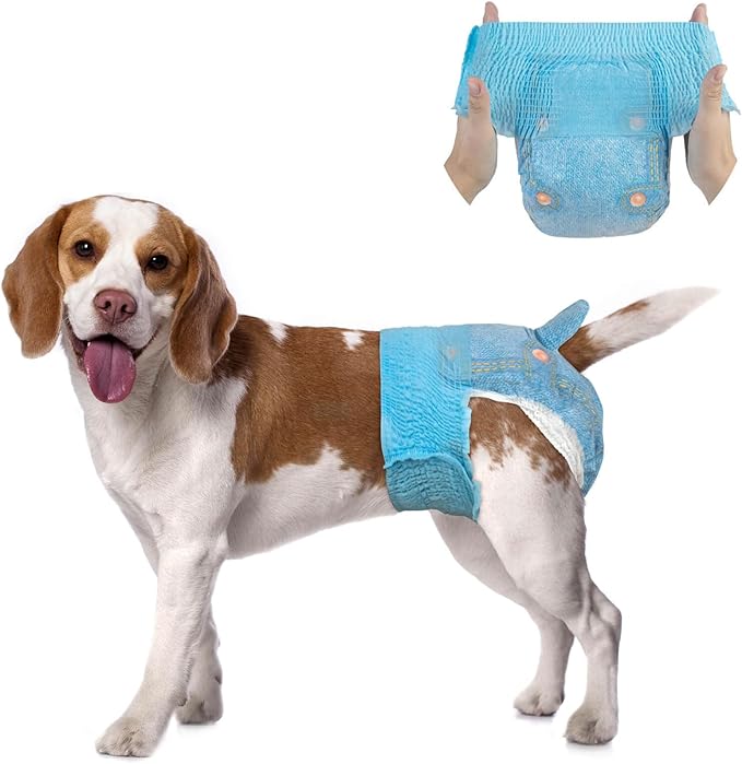 Dono Dog Diapers Female-60PCS, Disposable Pull Up Stretchy Waist Wraps for Female Puppy Dogs in Heat Period Diapers, Super Absorbent 360° Leak-Proof Doggie Training Incontinence