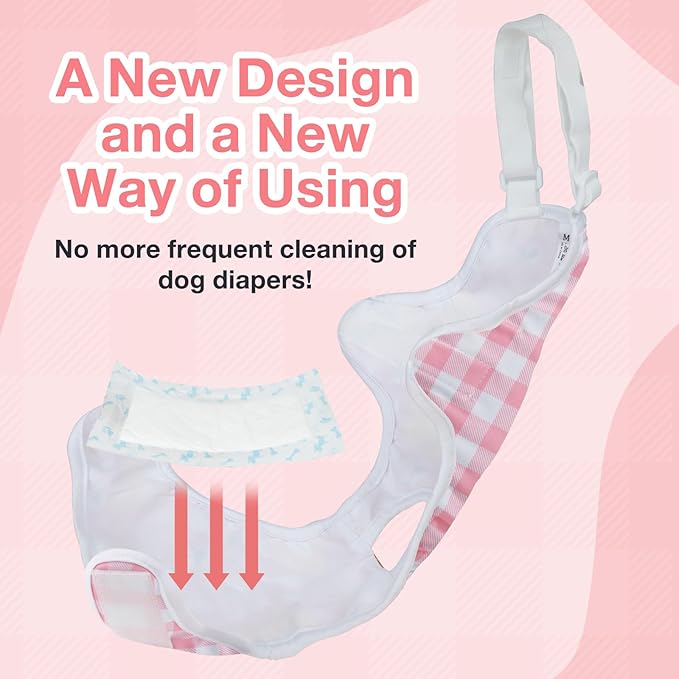 MICOOYO Dog Diaper Onesie Sanitary Pantie with Adjustable Suspender Washable Dog Period Panties Doggie Diapers Pet Underwear Female Dogs Diapers for Heat (Striped, M/L)